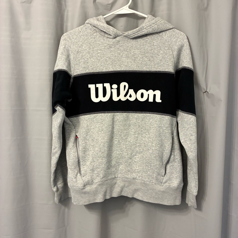 Wilson Light Gray & Black Pullover Hoodie with White Logo